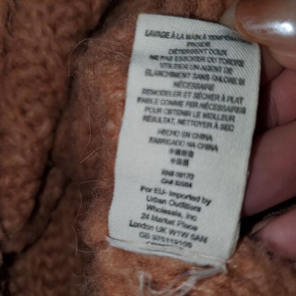 Free People Fluffy Fox Sweater Papaya Alpaca Wool Blend cowl neck chunky XS - Picture 9 of 9